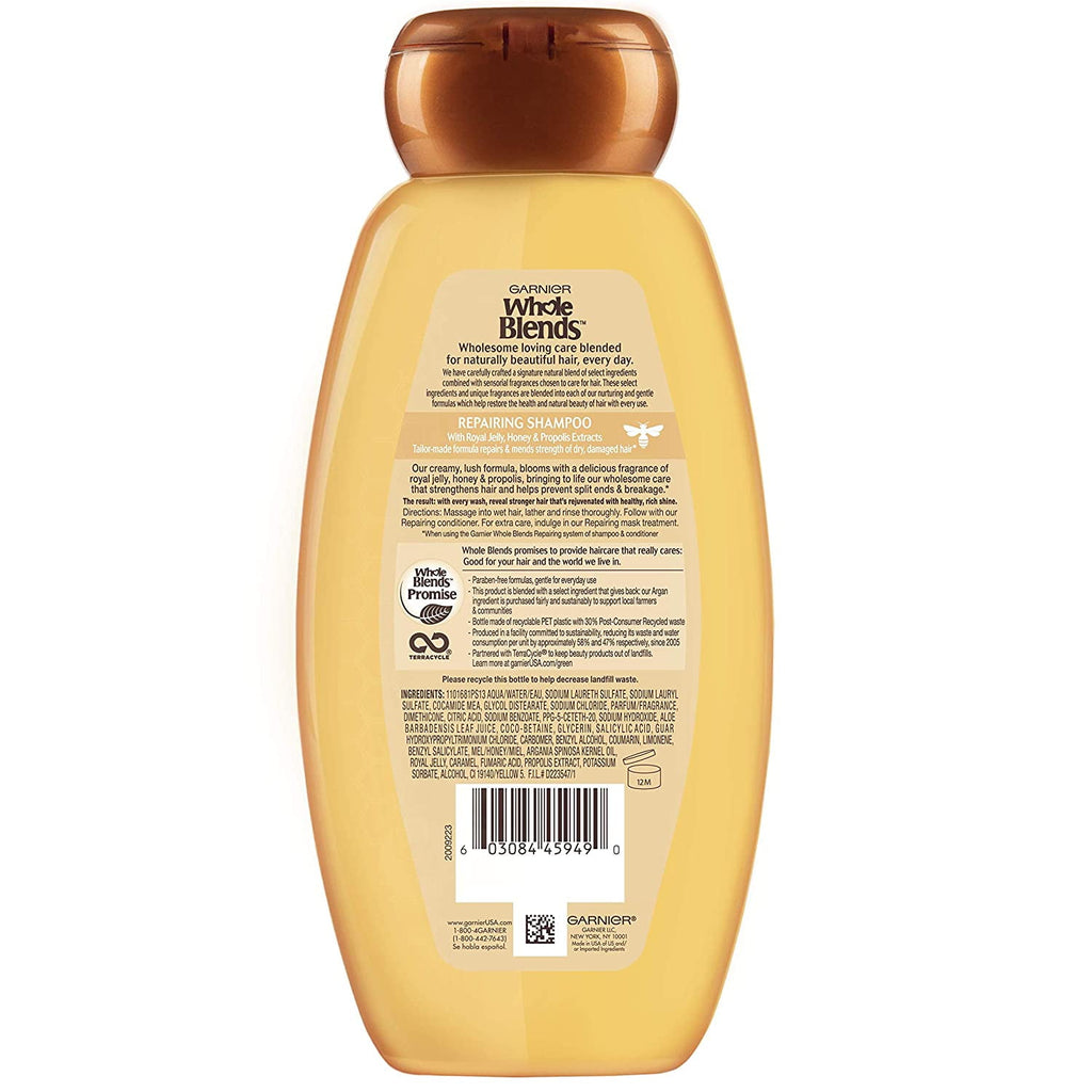 Garnier Whole Blends, Honey Treasures Repairing Shampoo, 12.5 fl oz Pack of 2