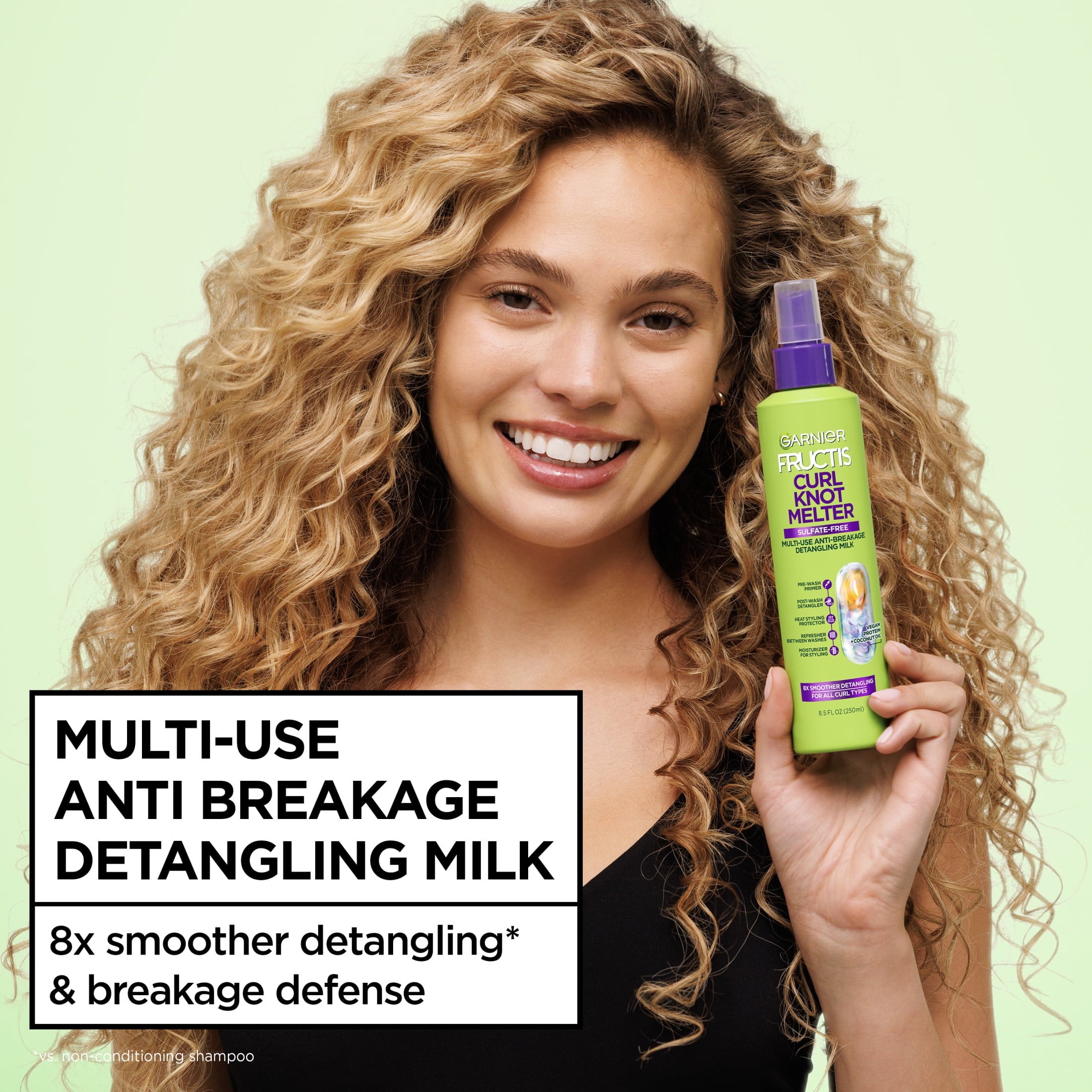 (2 pack) Garnier Fructis Curl Knot Melter Detangling Hair Spray, 8.5 fl oz