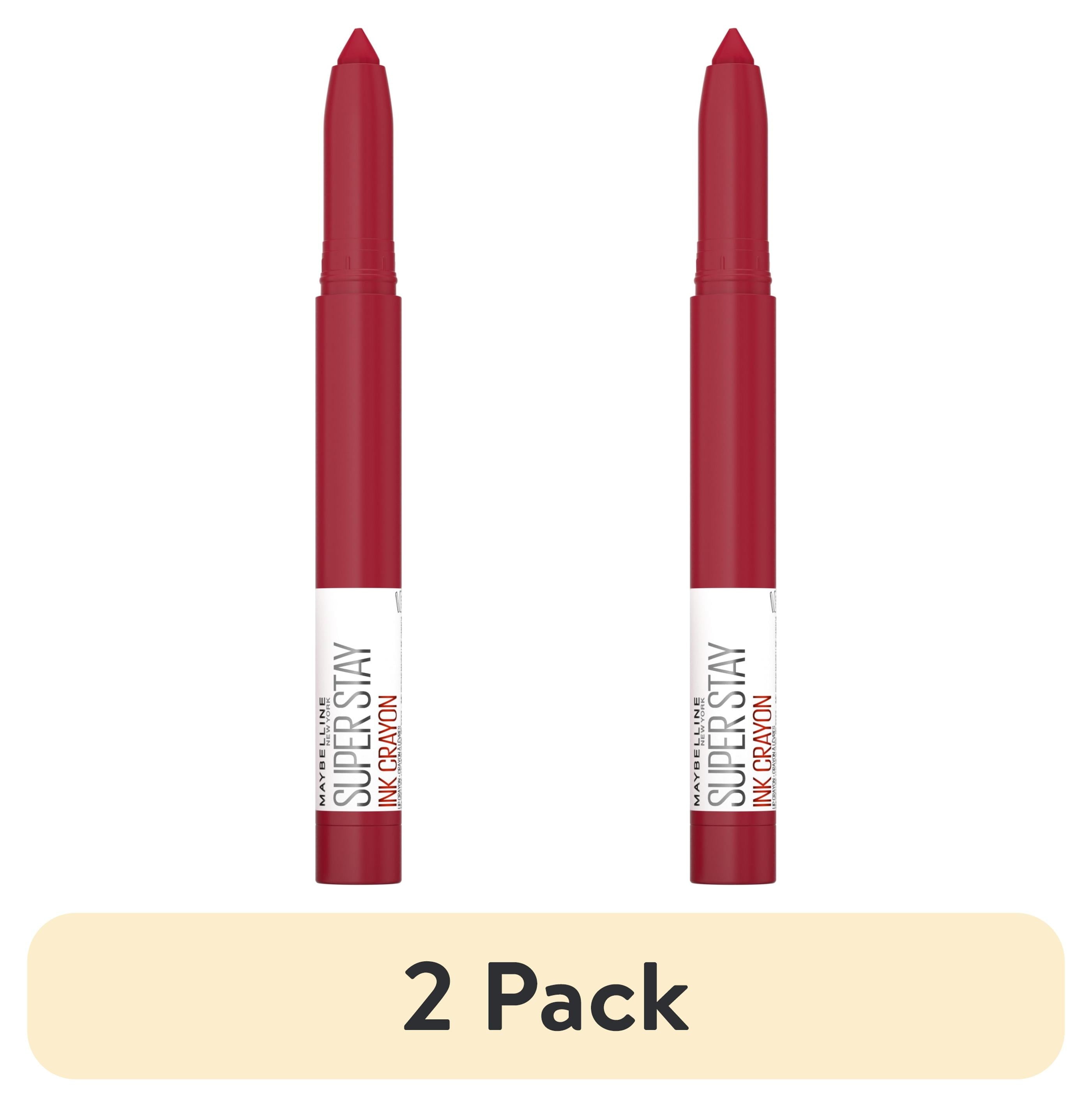 (2 pack) Maybelline Super Stay Ink Crayon Lipstick, Matte Longwear Lipstick, Check Yourself, 0.04 oz.