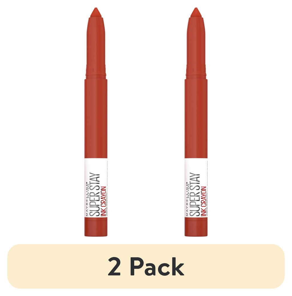 (2 pack) Maybelline SuperStay Ink Crayon Lipstick, Matte Longwear Lipstick Makeup, Rise to the Top, 0.04 oz