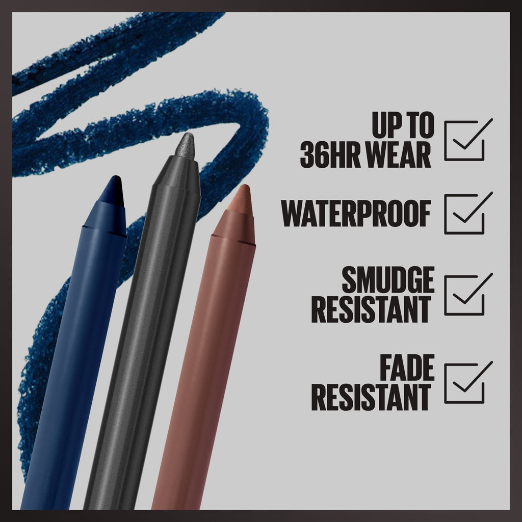 Maybelline New York TattooStudio Waterproof Gel Eyeliner Pencil, Deep Onyx