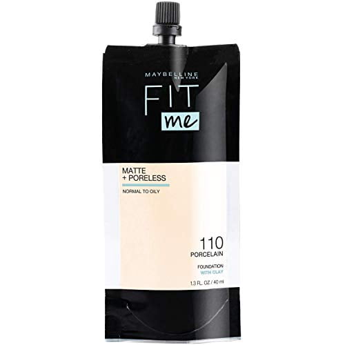Maybelline Fit Me Matte + Poreless Normal to Oily Liquid Foundation with Clay, 110 Porcelain