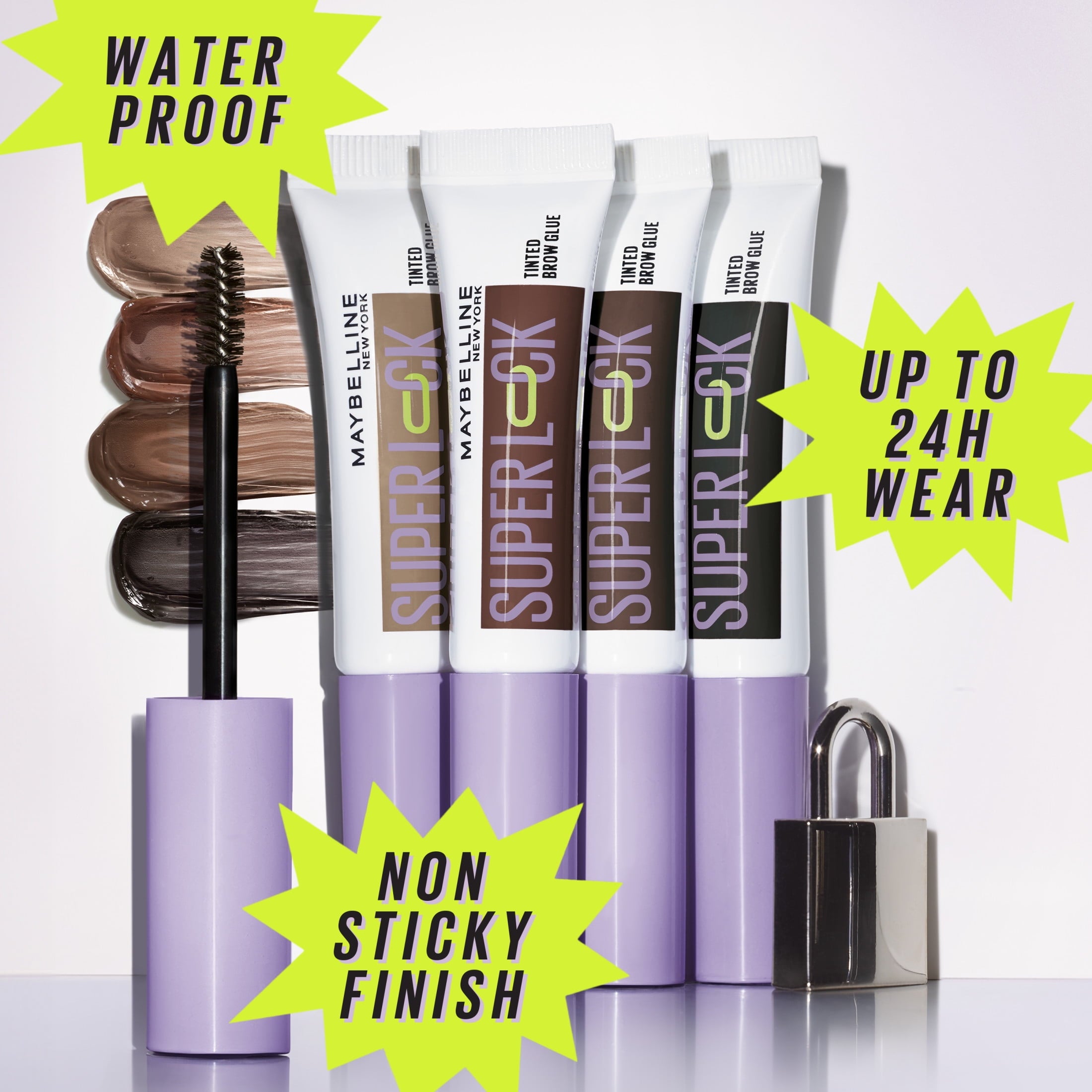 Maybelline Super Lock Brow Glue Tinted Waterproof Eyebrow Gel, Deep Brown, 0.23 fl oz