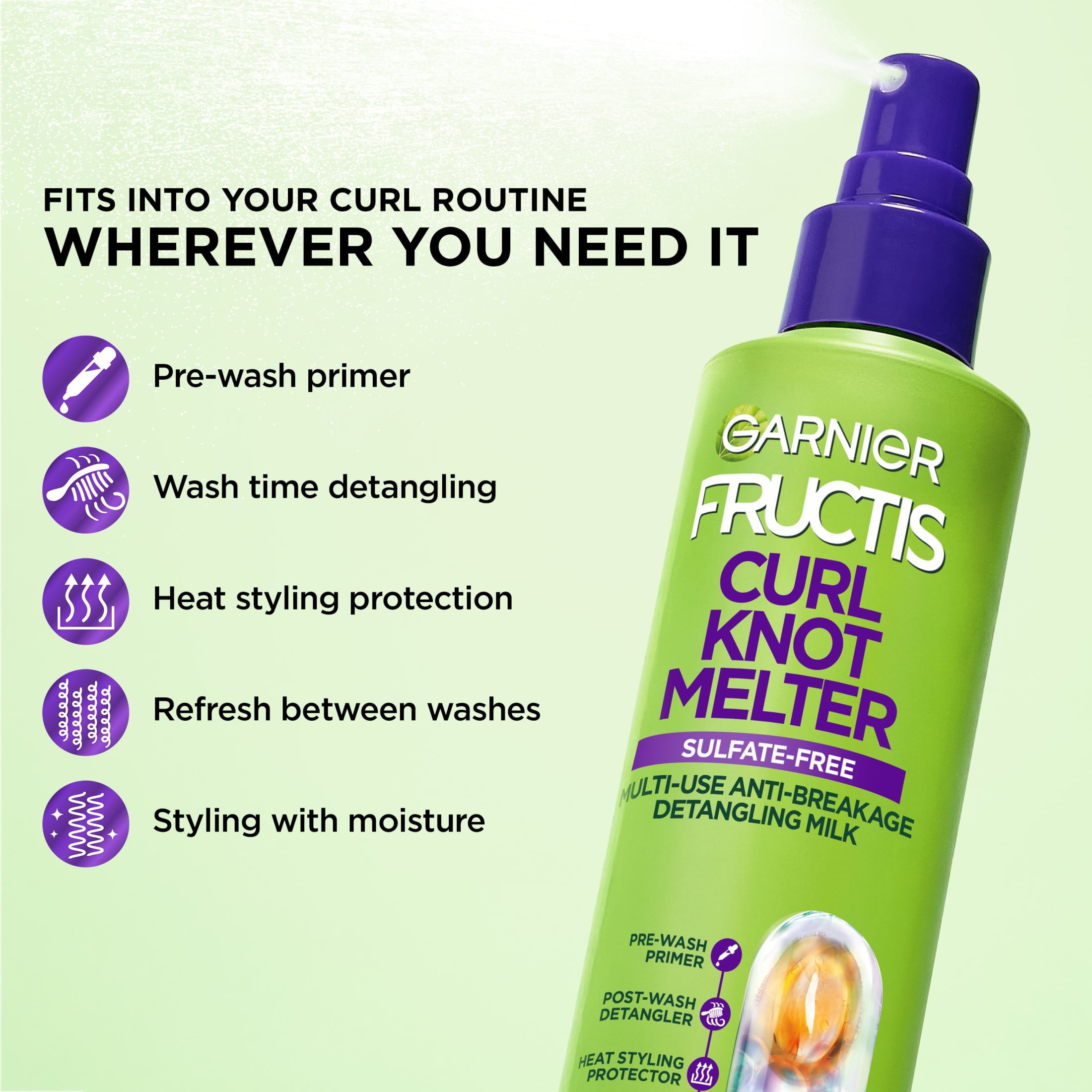 Garnier Fructis Curl Knot Melter Detangling Hair Spray, 8.5 fl oz
