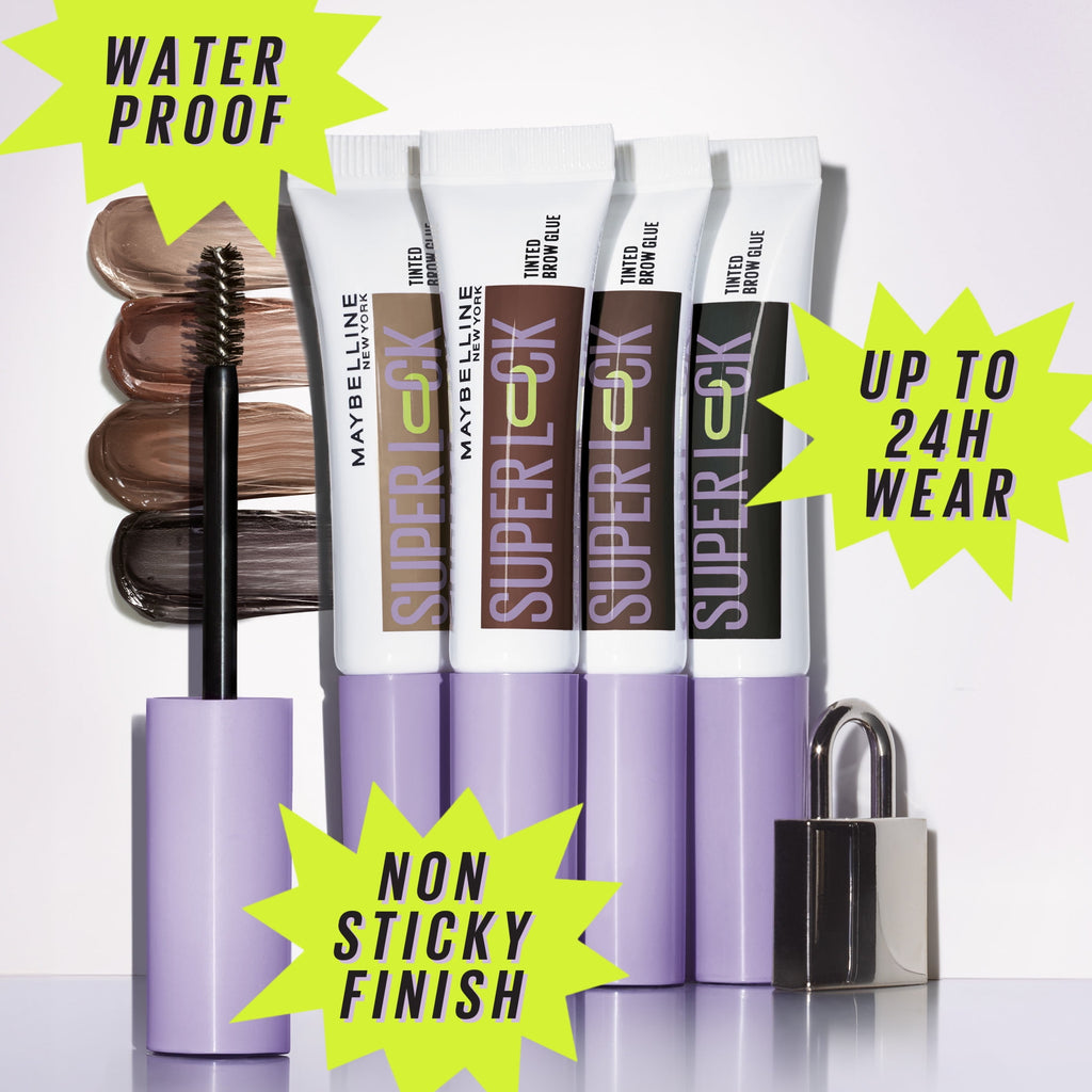 Maybelline Super Lock Brow Glue Tinted Eyebrow Gel, Medium Brown, 0.23 fl oz