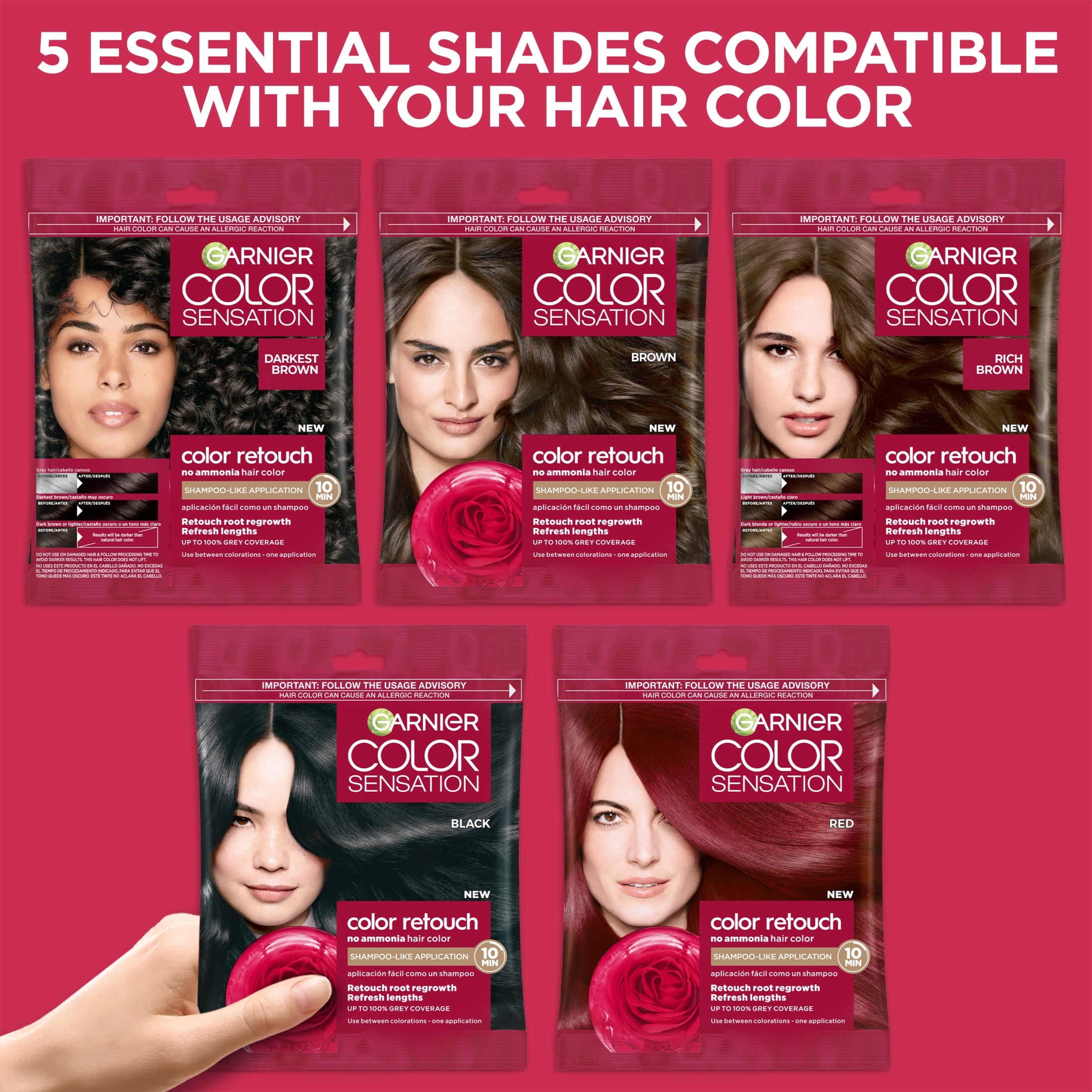 Garnier Color Sensation Color Retouch Permanent Hair Color for Adults, Black, 1 kit