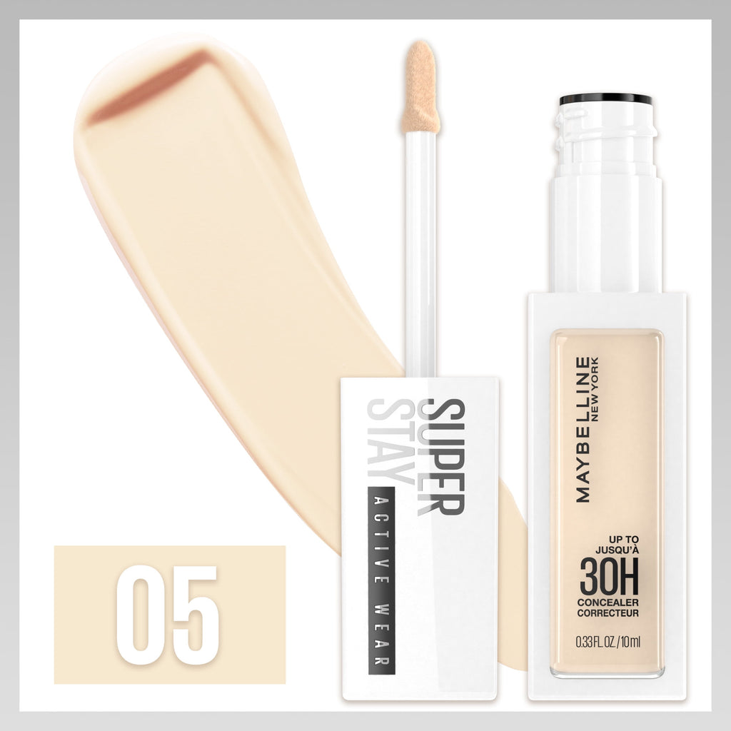 (2 pack) Maybelline Super Stay Active Wear Liquid Concealer, Full Coverage, Up to 30HR Wear, 05, 0.33 fl oz