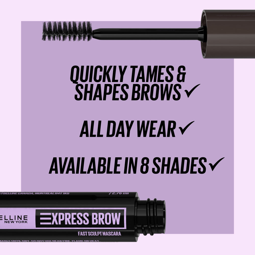 Maybelline Express Brow Fast Sculpt Eyebrow Gel Mascara Makeup, Black Brown