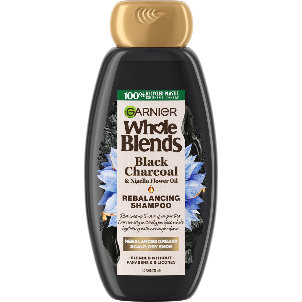 Garnier Whole Blends Rebalancing Cleansing Shampoo with Black Charcoal, All Hair Types 11.7 fl oz