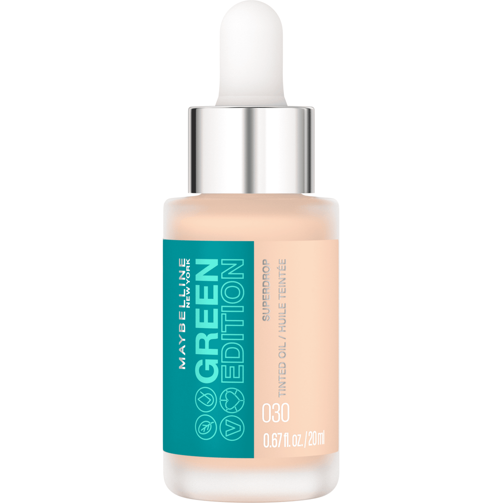 Maybelline Green Edition Superdrop Tinted Oil Makeup, Adjustable Coverage, 30, 0.67 fl oz