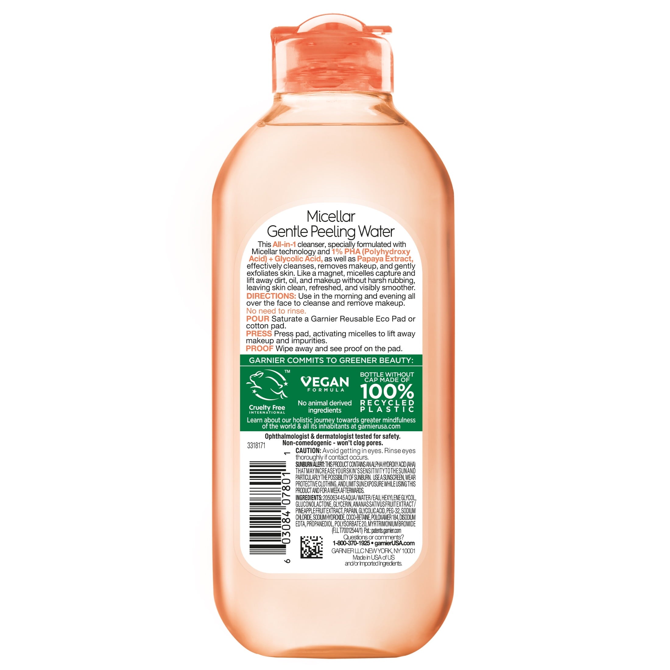 Garnier SkinActive Micellar Gentle Peeling Water All in 1 Makeup Remover, Face Cleanser, 13.5 fl oz