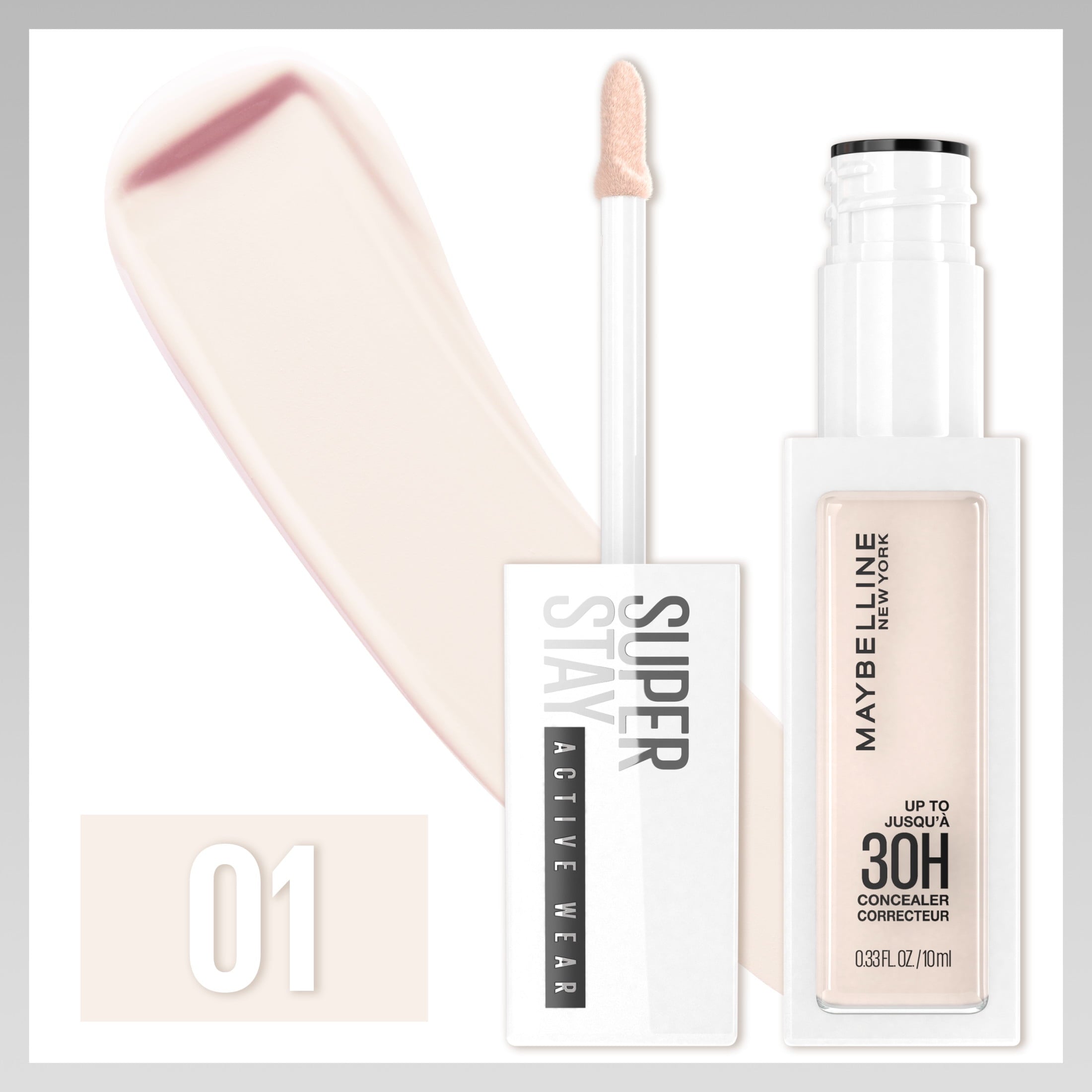 Maybelline Super Stay Longwear Liquid Concealer, Full Coverage, 01, 0.33 fl oz