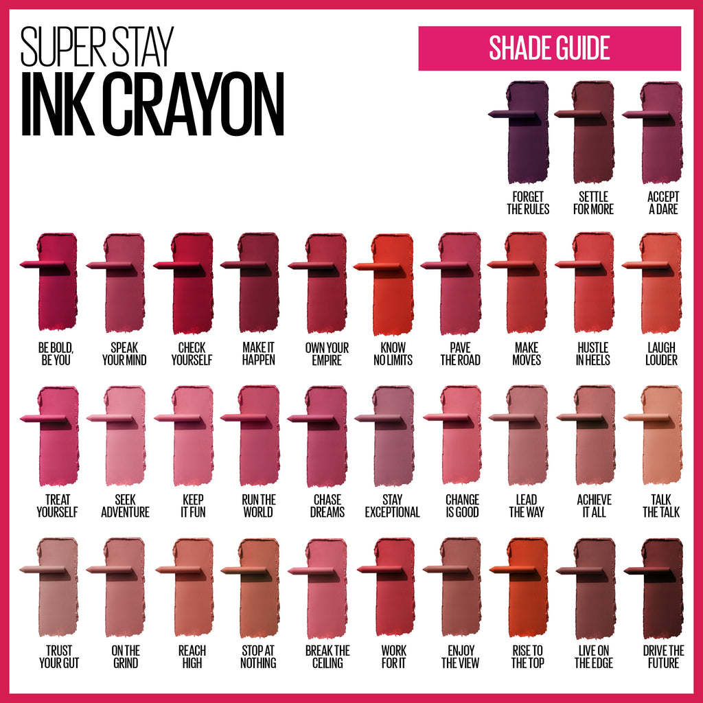 (2 pack) Maybelline SuperStay Ink Crayon Lipstick, Matte Longwear Lipstick Makeup, Rise to the Top, 0.04 oz