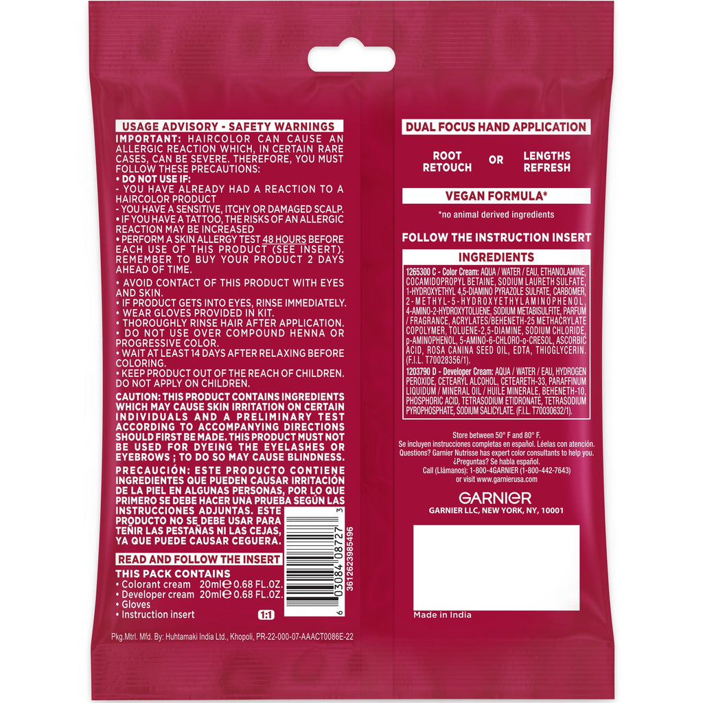 Garnier Color Sensation Color Retouch Permanent Hair Color for Adults, Red 6.6, 1 kit