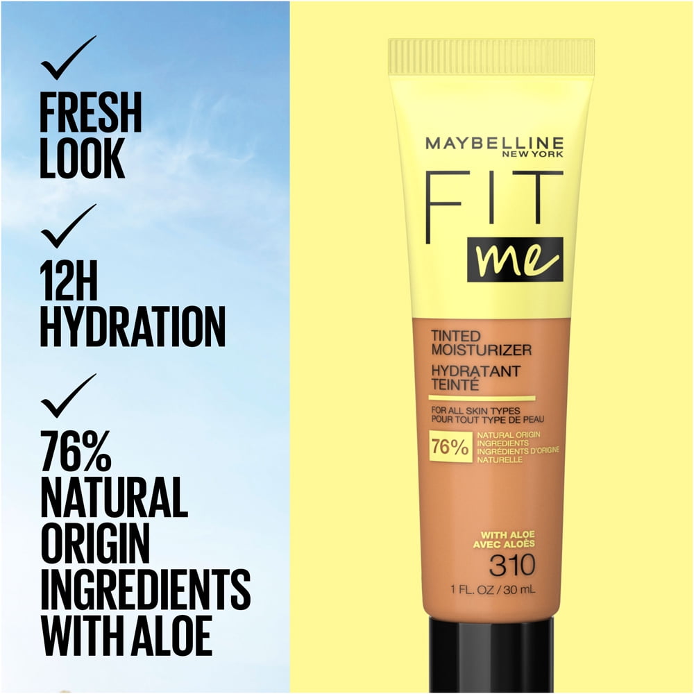 Maybelline Fit Me Tinted Moisturizer, Natural Coverage, Face Makeup, 322, 1 oz.