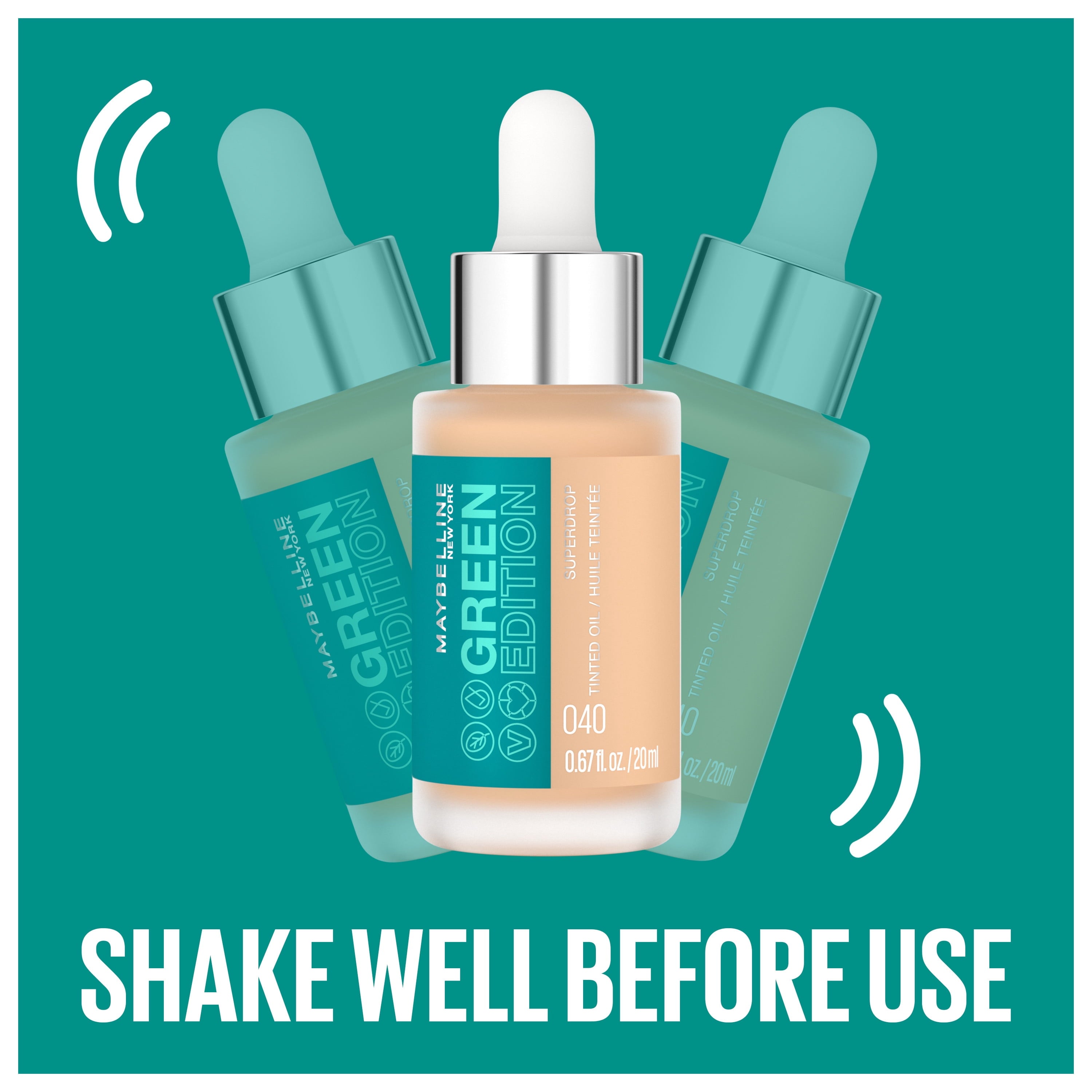 Maybelline Green Edition Superdrop Tinted Oil Makeup, Adjustable Coverage, 25, 0.67 fl oz